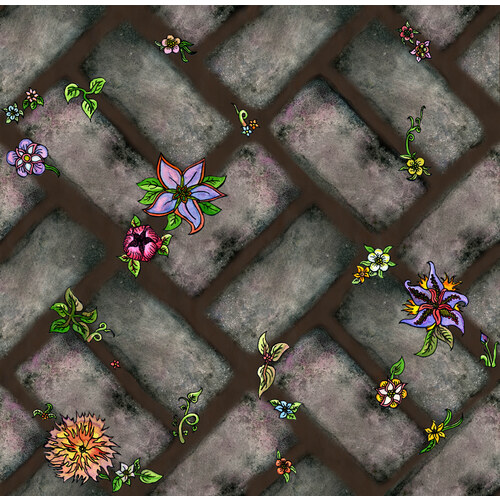 Urban Sightings surface pattern: wildflowers growing through pavement